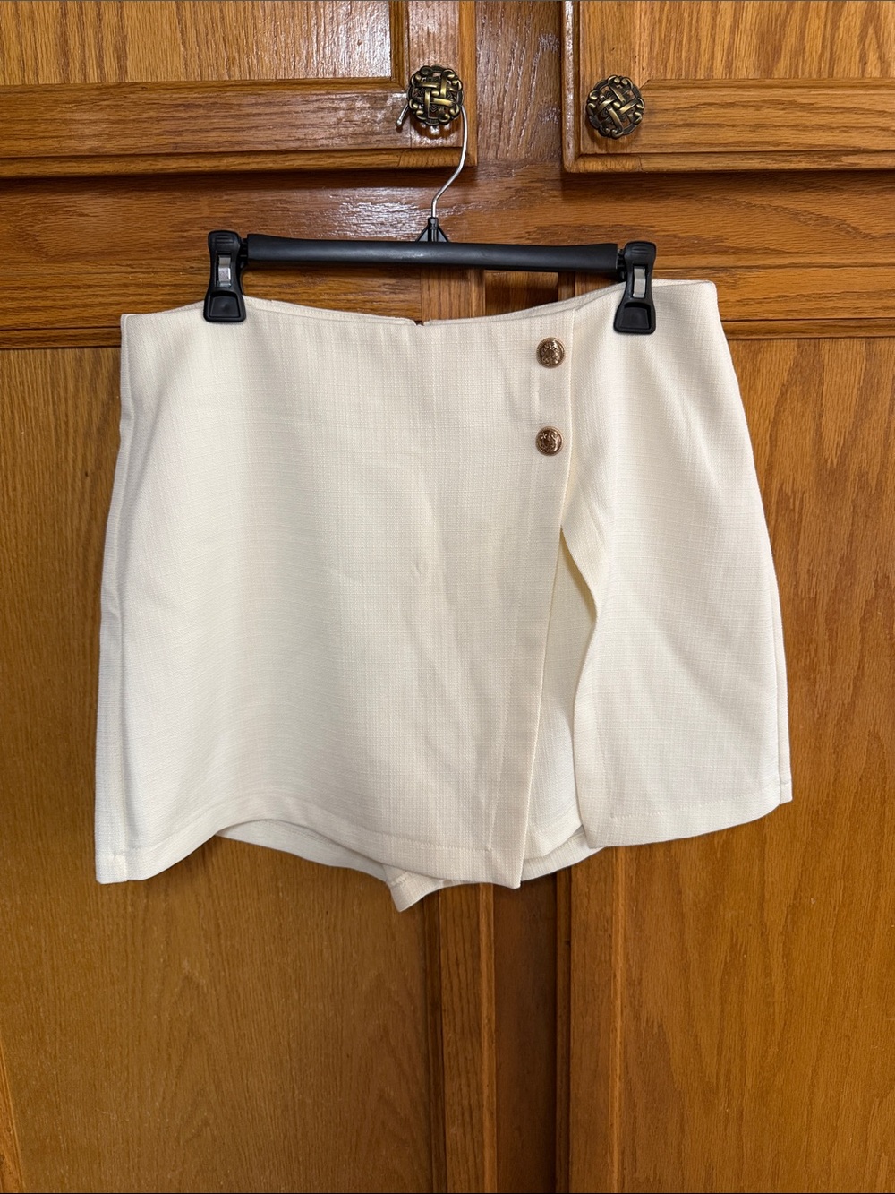 Have Ivory Wrap Skort with Decorative Buttons